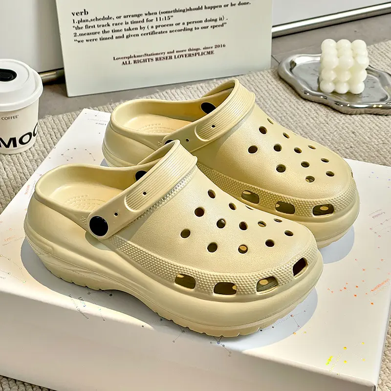 Giày Coros, Đế Bánh Xe Nhẹ, Hàng Mới Về Mùa Hè, Dành Cho Nữ, Thấm Nước, Đồ Đi Biển, Dép Lê, Có Thể Đeo Ngoài Trời, Chống Trượt, Đế Xốp, Đế Dày 7Cm, Dép Eva Shoes DéP 7