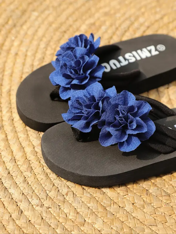 Women's Fashionable Flower Design Slide Sandals, Casual Comfortable Flat Sandals for Summer, Female All-match Round Toe Sandals for Daily Wear, Girl 5