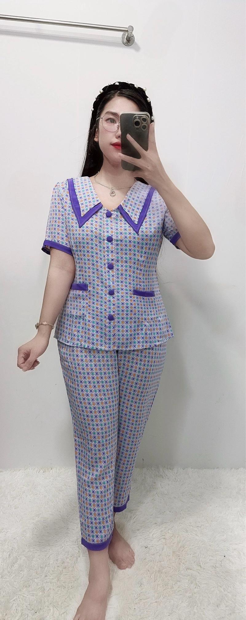 Product Introduction of Đồ Bộ Nữ Thiết Kế Cổ Tim Bâu Nhọn, Áo Tay Ngắn Quần 9 Tấc, Chất Lụa Mango Mềm Mát Có Nhiều Hoạ Tiết, Thích Hợp Cho Mọi Lứa Tuổi Kem Top Women đồ  bộ dobo ngủ 7