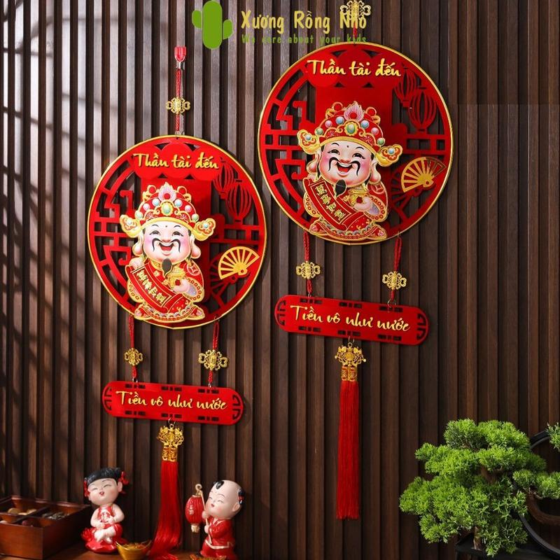 Dải treo thần tài lắc đầu gọi tài lộc đồ trang trí tết thần tài treo cửa may mắn tết tặng kèm móc treo