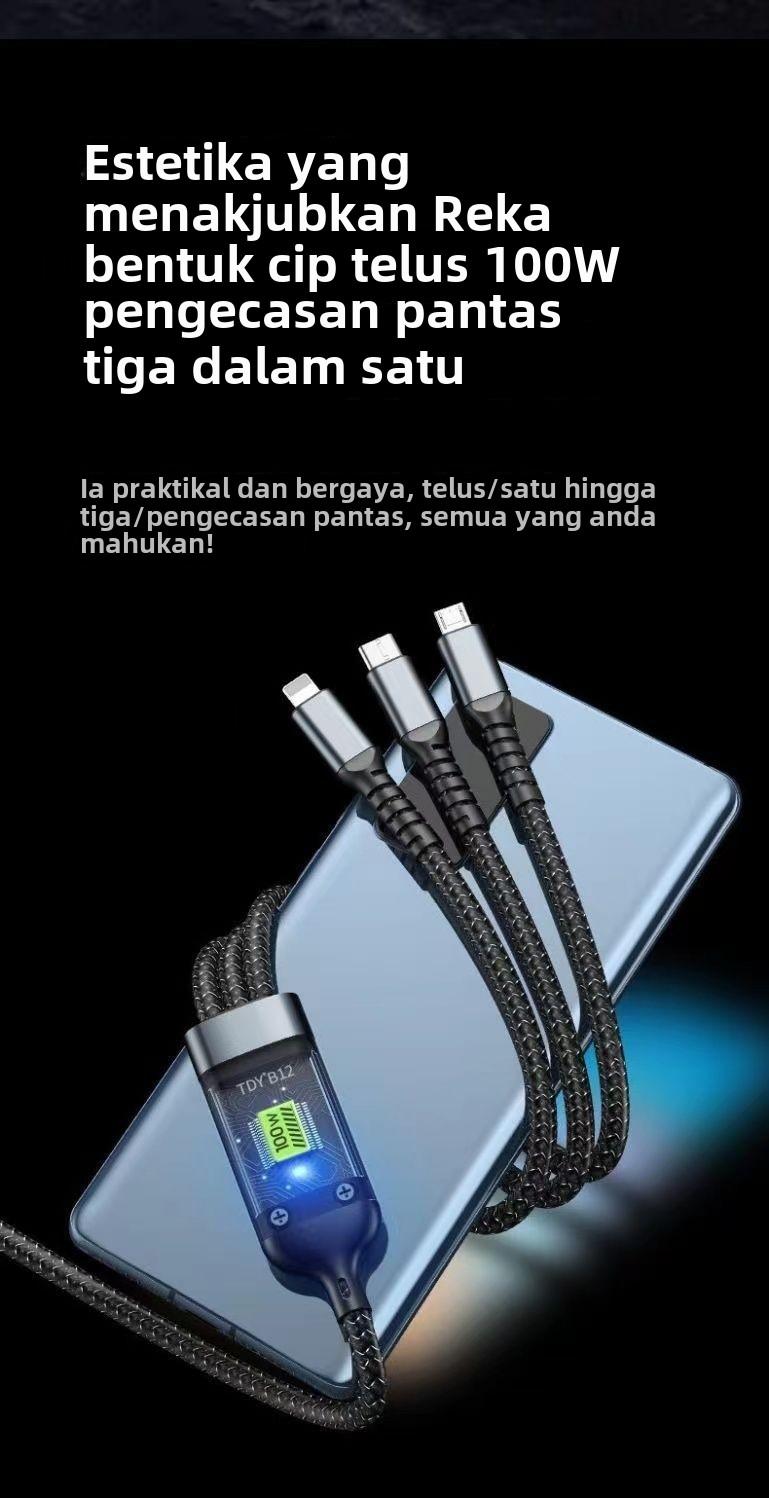 Product Introduction of [COD]Super 100W 3 in 1 Type-C Charging Cable for Huawei Oppo Vivo Charge - Phone 3