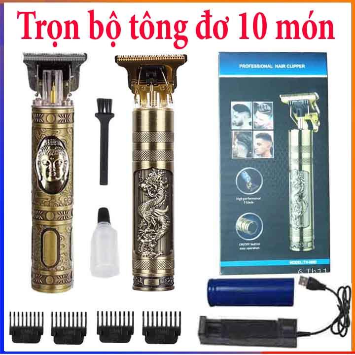 tông đơ cắt tóc bấm viền tạo kiểu tóc cạo râu dùng pin rời sạc điện Tặng kèm 1 pin thay thế