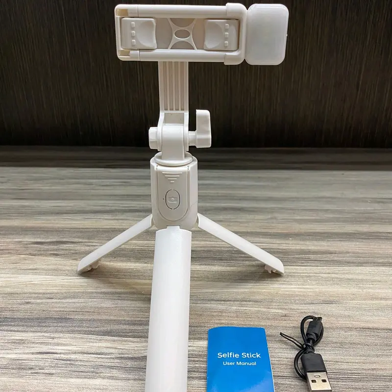 TRIPOD R1S + LED MINI SELFIE STICK + TOMSIS BLUETOOTH Lampu Remote Stainless Holder 3