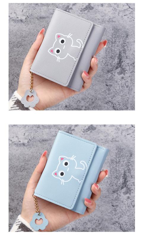 Product Introduction of Cute Wallet Women's Short Three Fold Cat Girl's Small Wallet Wallet Women's Soil Wallet 16