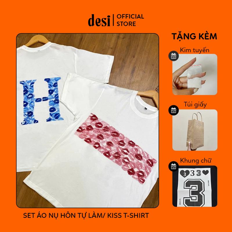 Set đầy đủ làm Áo Nụ Hôn Chữ Cái Số Tự Làm | Giặt không trôi - Quà Handmade Tặng Người Yêu tặng kèm túi giấy