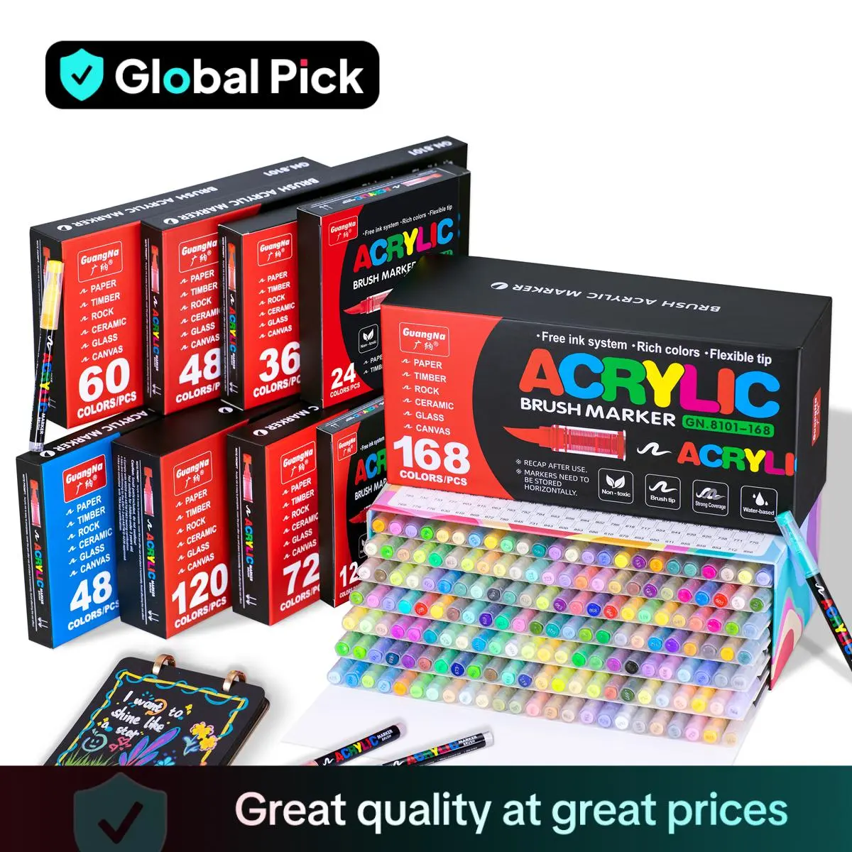 Acrylic Brush Marker Pen, 1 Set Acrylic Painting Pen with Soft Brush Nib, Art Materials Waterproof Pen for Glass Stone Wood Plastic Paper