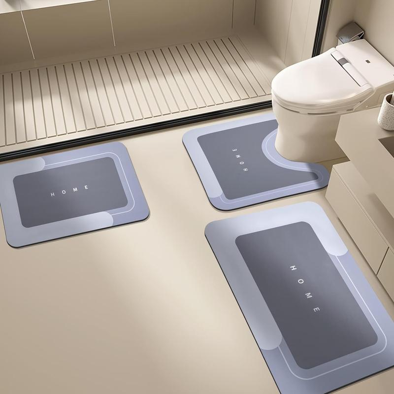 Product Introduction of Bathroom Mat, 3 Counts/set Non-slip Toilet U-shape & Rectangle Bathroom Mat, Soft Absorbent Bath Mat, Bathroom Accessories, Home Decor, Restroom Bathroom Supplies 6