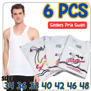 Isi 6 Pcs Kaos  Dalam Singlet Pria Cowok Laki Laki Atasan Swan Jumbo Grosir