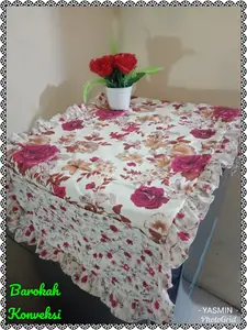 taplak kulkas renda bahan kain / sarung kulkas