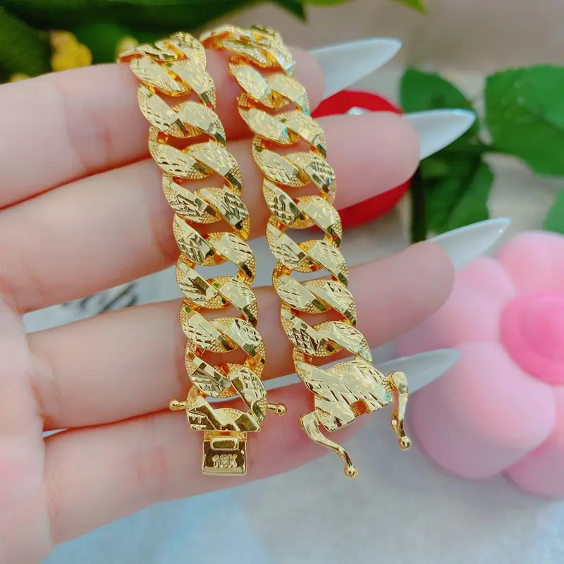 Lắc tay xích nam nữ khoá hộp dập 18k cao cấp 3