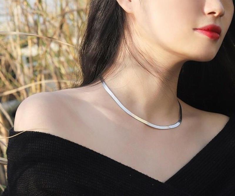 Product Introduction of Vòng Cổ Unisex, Dây Chuyền Rắn Rộng, Dây Chuyền Phẳng, Dây Chuyền Xương Cá Vàng, Phụ Kiện Hàng Ngày 5