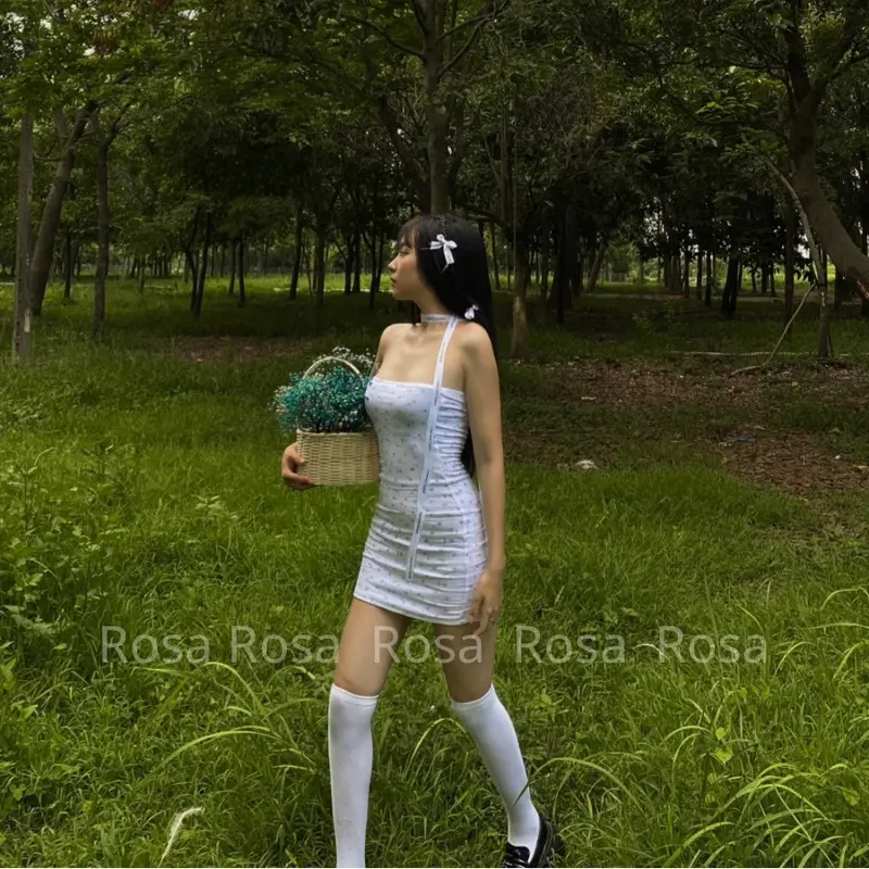 Đầm ống hoa nhí sexy Nữ Dress 0