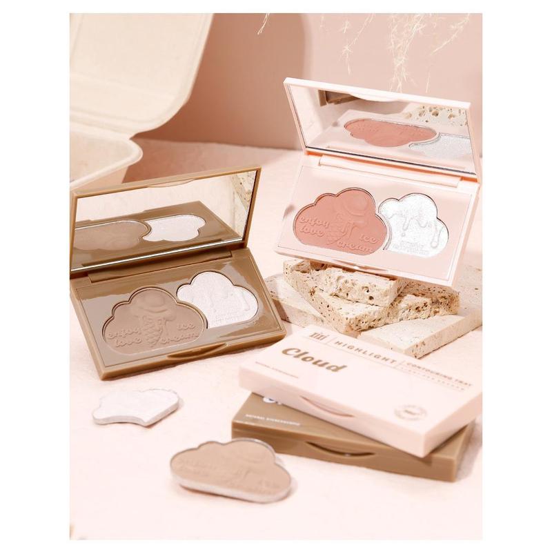 XIXI Bảng Phấn Tạo Khối Má Hồng XIXI 2in1 Kèm Highlight Nhũ Bắt Sáng Màu Lì Đám Mây XIXI D-612 Cloud contour highlights Mỹ Phẩm Trang Điểm Cosmetic