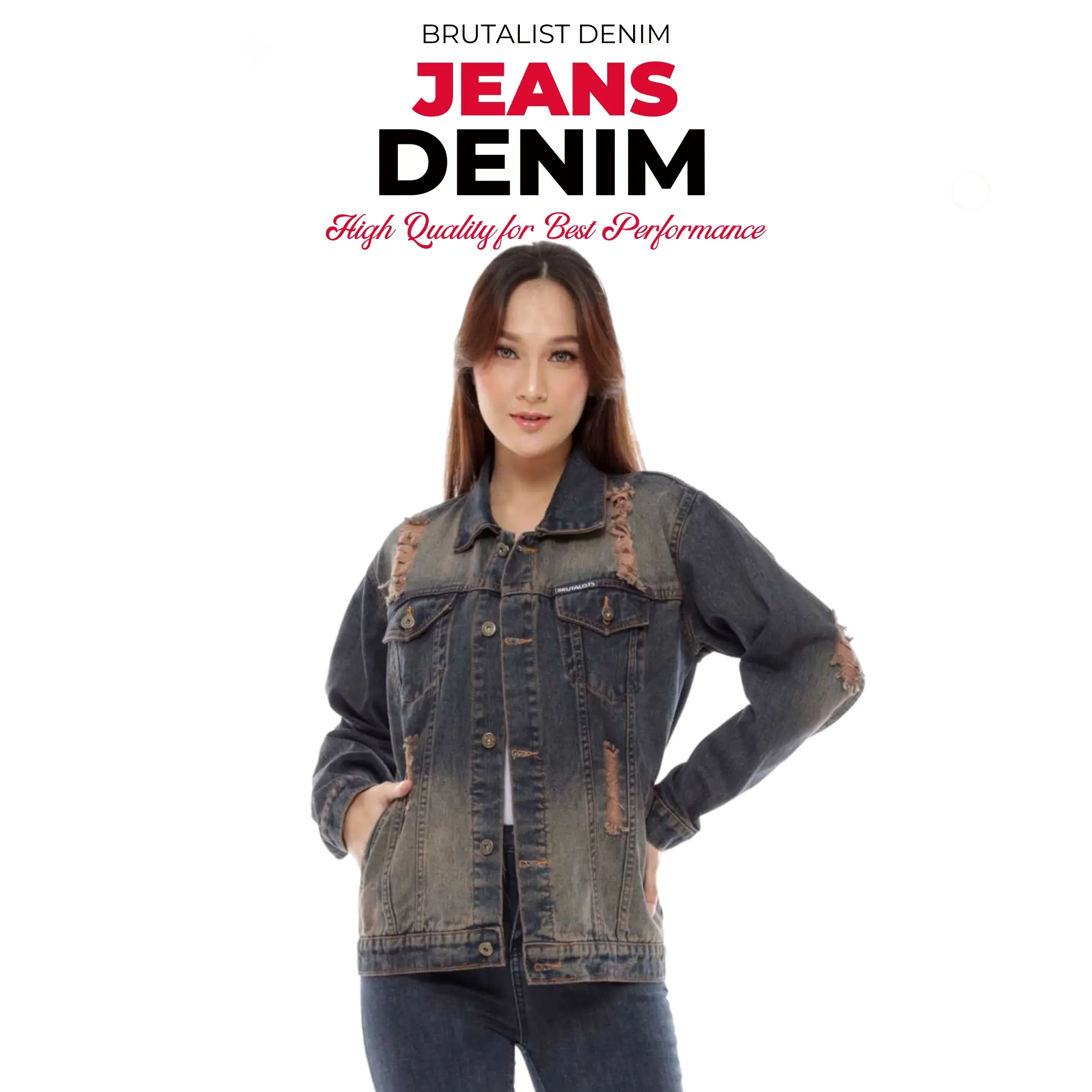 Jaket Jeans Pria Denim Jacket Distro Motif Sobek Brutalists