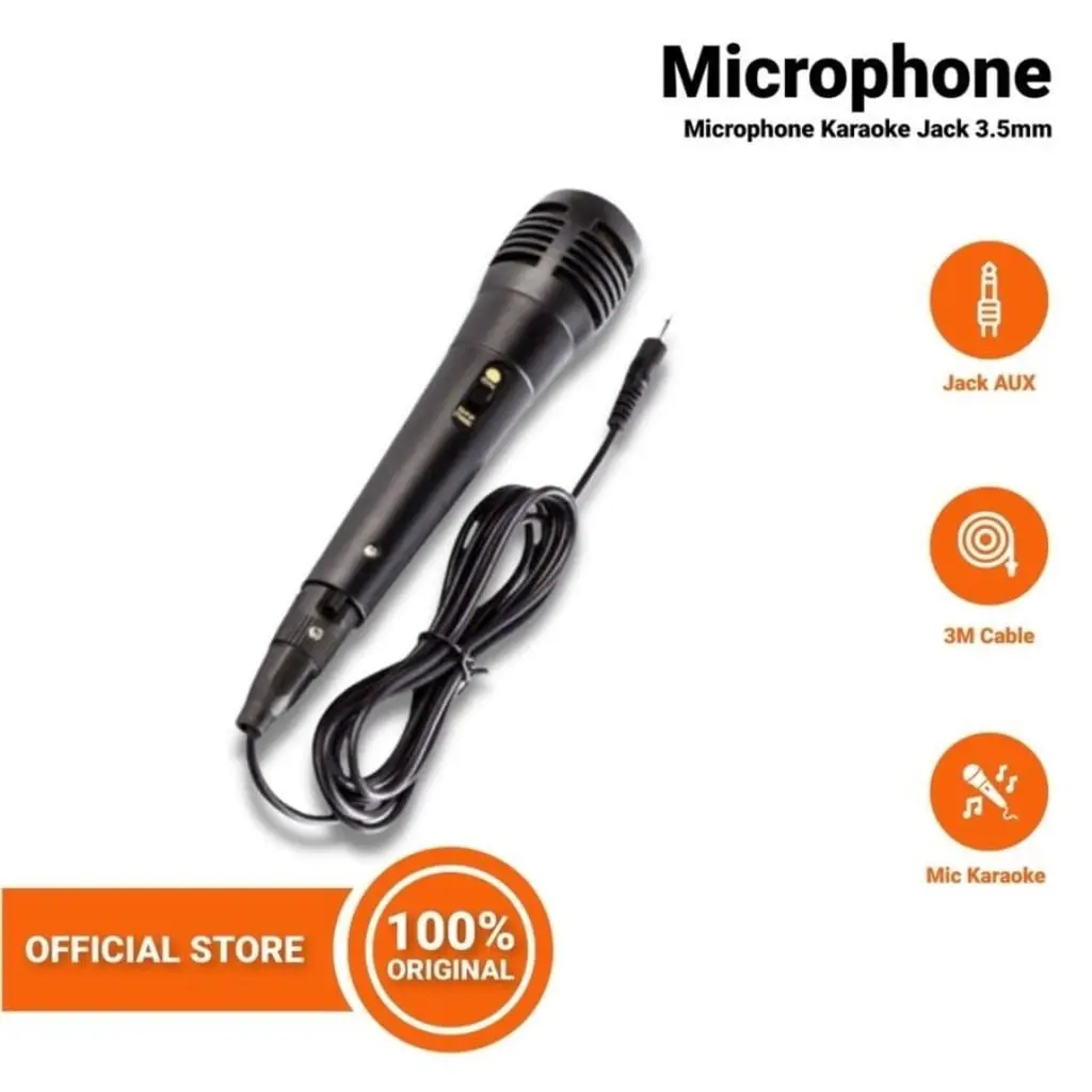 Mikrofon Kabel Jack Besar/Jack Kecil 3.5mm untuk Karaoke DM