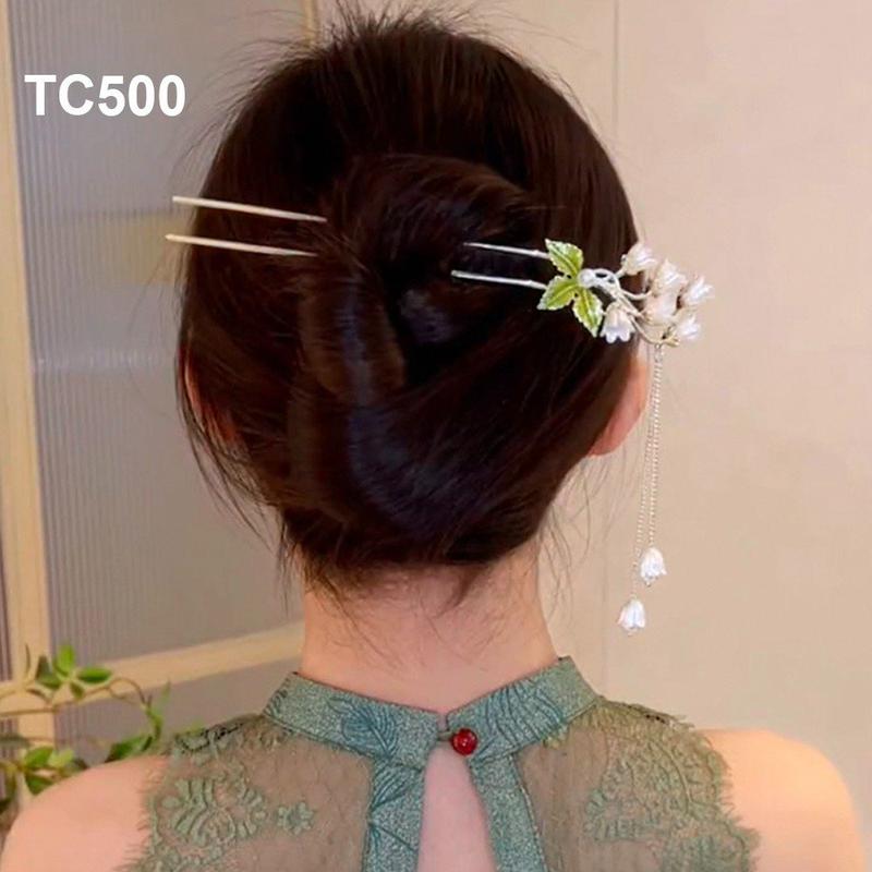 GOTI Phụ Kiện Tóc Nữ - Trâm Cài Tóc Hoa Nhỏ Phối Tua Rua Phong Cách Cổ Điển TC500