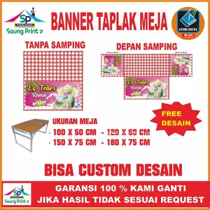 Taplak Meja Banner Spanduk Jualan untuk Meja Lipat Portabel Simpel dan Praktis untuk Jualan Bisa Custom dan Free Desain