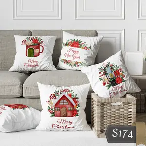 Sarung bantal sofa kursi S174 Motif Natal Dekorasi Natal Hadiah Natal Merry Christmas Bantal halus adem ukuran 40x40 30x30 best seller minimalis bermotif print set velvet premium lembut mewah Gratis Ongkir COD promo0x40 | bantal sofa aesthetic | dekorasi