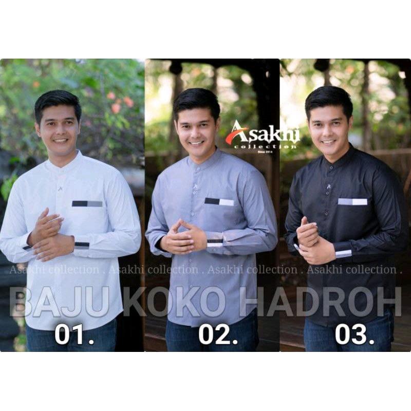 Baju Koko Hadroh Ustad yanluqiy aditiya az zahir mania pekalongan terbaru muhar geratis ongkir Putih Hitam Cokelat Polos 1