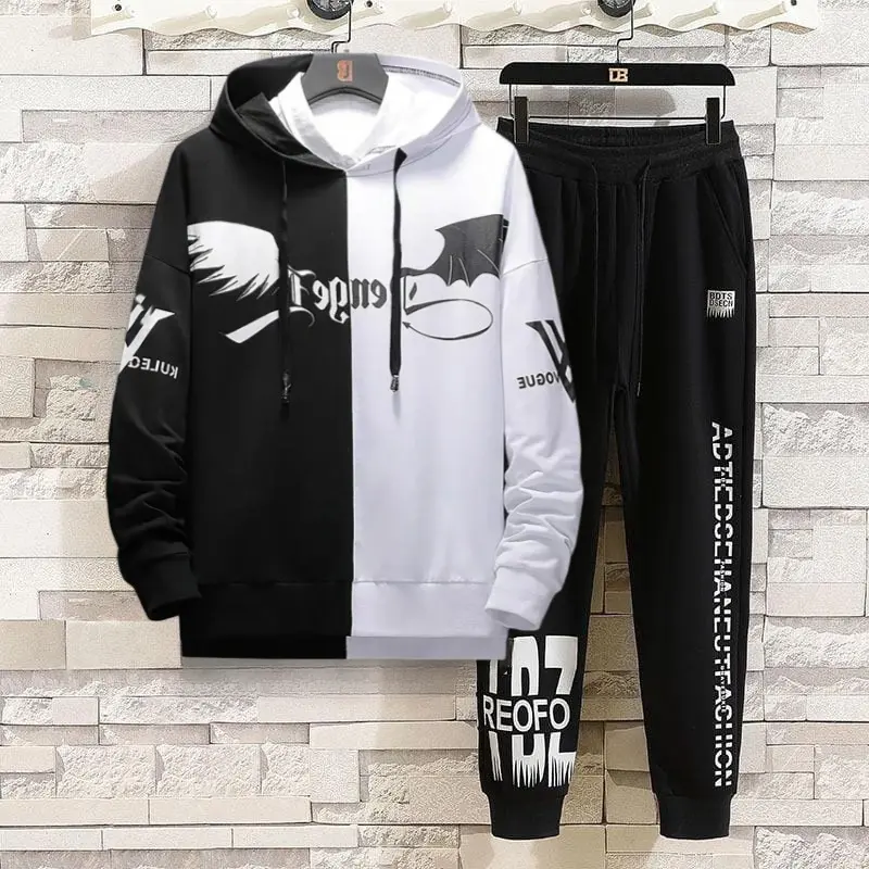 SETELAN VOQU  satu set fashion pria HOODIE COWOK CELANA PANJANG PRIA Atasan Jogger Sweater Tebal Polos Dewasa Keren Crewneck Hitam Casual