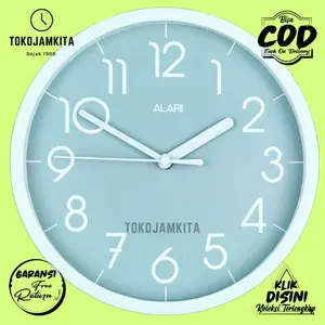 Jam Dinding Quartz BestSeller Dekorasi Rumah Minimalis Bagus Alari 1112 Besar BestSeller Abu-Abu