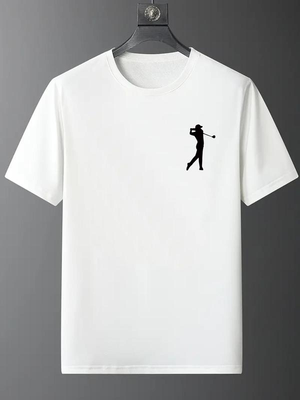 Men's Figure Print Round Neck Tee, Casual Regular Fit Short Sleeve T-shirt for Summer, Fashion Men's Top for Daily Wear 5