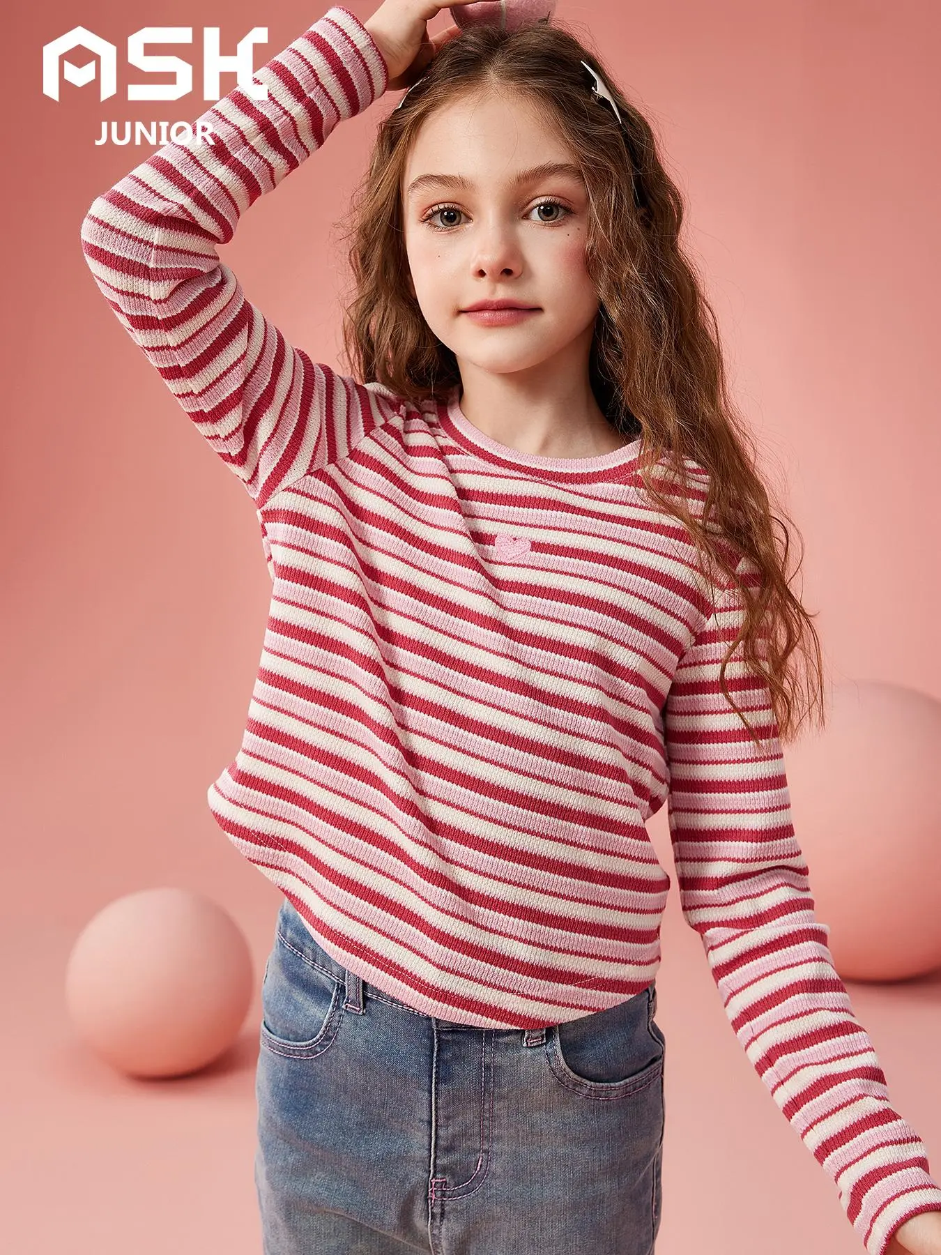 Girl's Striped Print Long Sleeve Tee, Casual Striped Basic T-shirt for Fall & Winter, Kids Clothes for Daily Wear