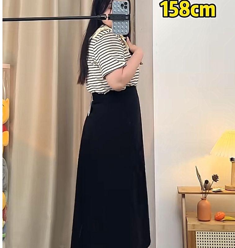 Product Introduction of Chân Váy Màu Đen, Ngoại Cỡ, Chân Váy Chữ A Che Hình Quả Lê Cạp Cao Bất Đối Xứng Dành Cho Phụ Nữ, Cô Gái Đầy Đặn, Che Bụng, Váy Ôm Sát 5