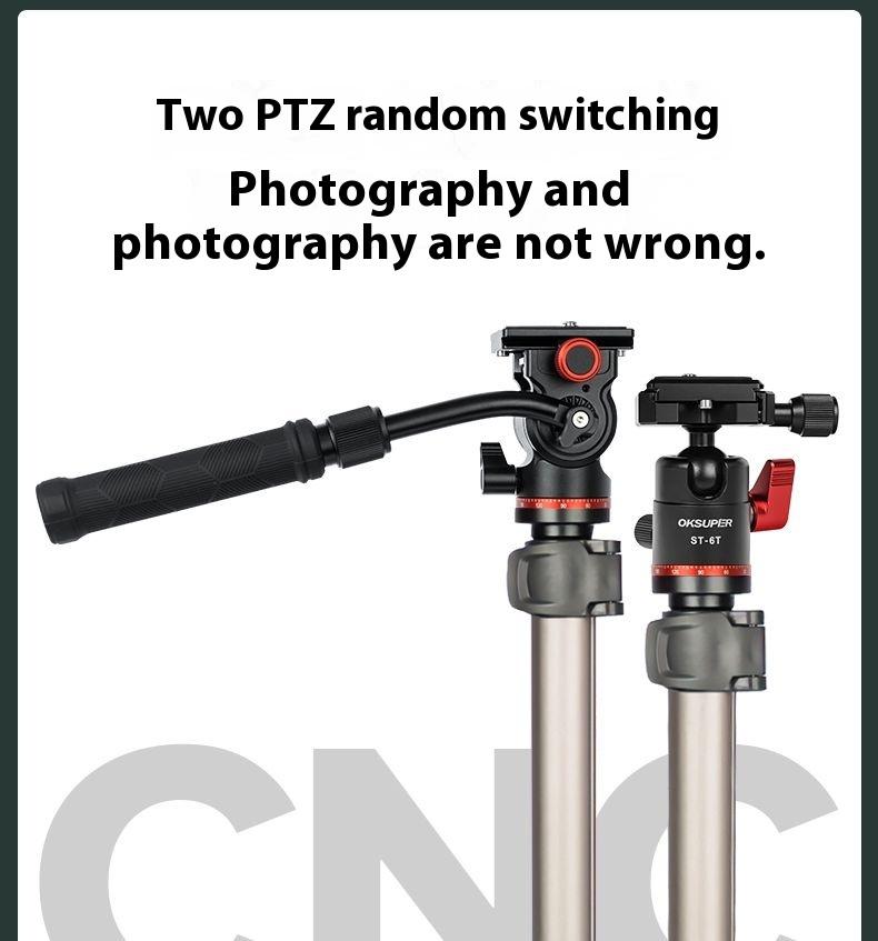 Product Introduction of SL OKSUPER camera tripod photography SLR tripod outdoor portable aluminum alloy hydraulic damping gimbal bracket 6