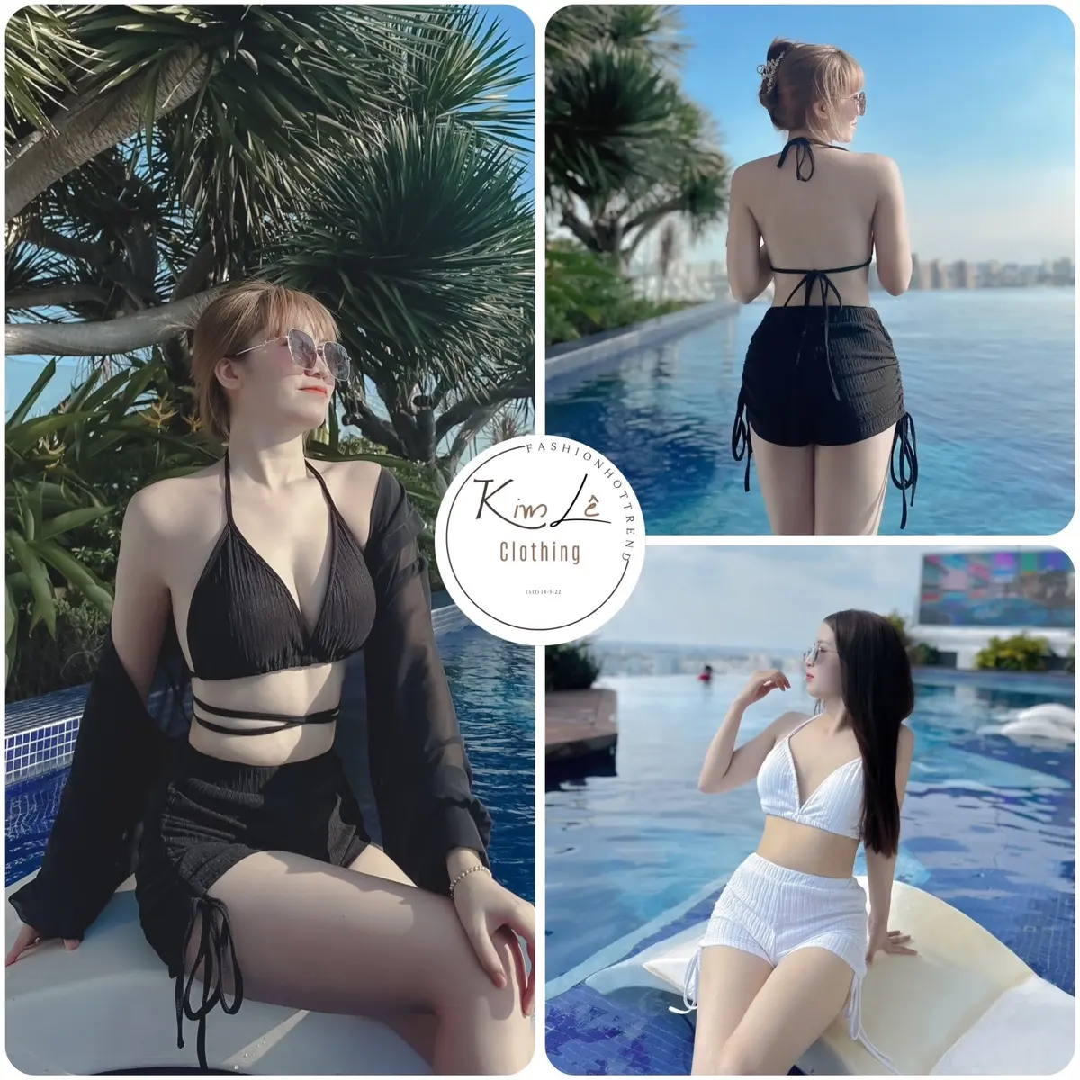 [DƯỚI 50kg] Set Bikini Áo Cột Dây Phối Quần Đùi Rút Dây 2 Bên Sexy Tôn Dáng ( Có Mút) Chất: Thun Xốp  Freesize: <50kg ( cao dưới 1m6)  Nữ Thun