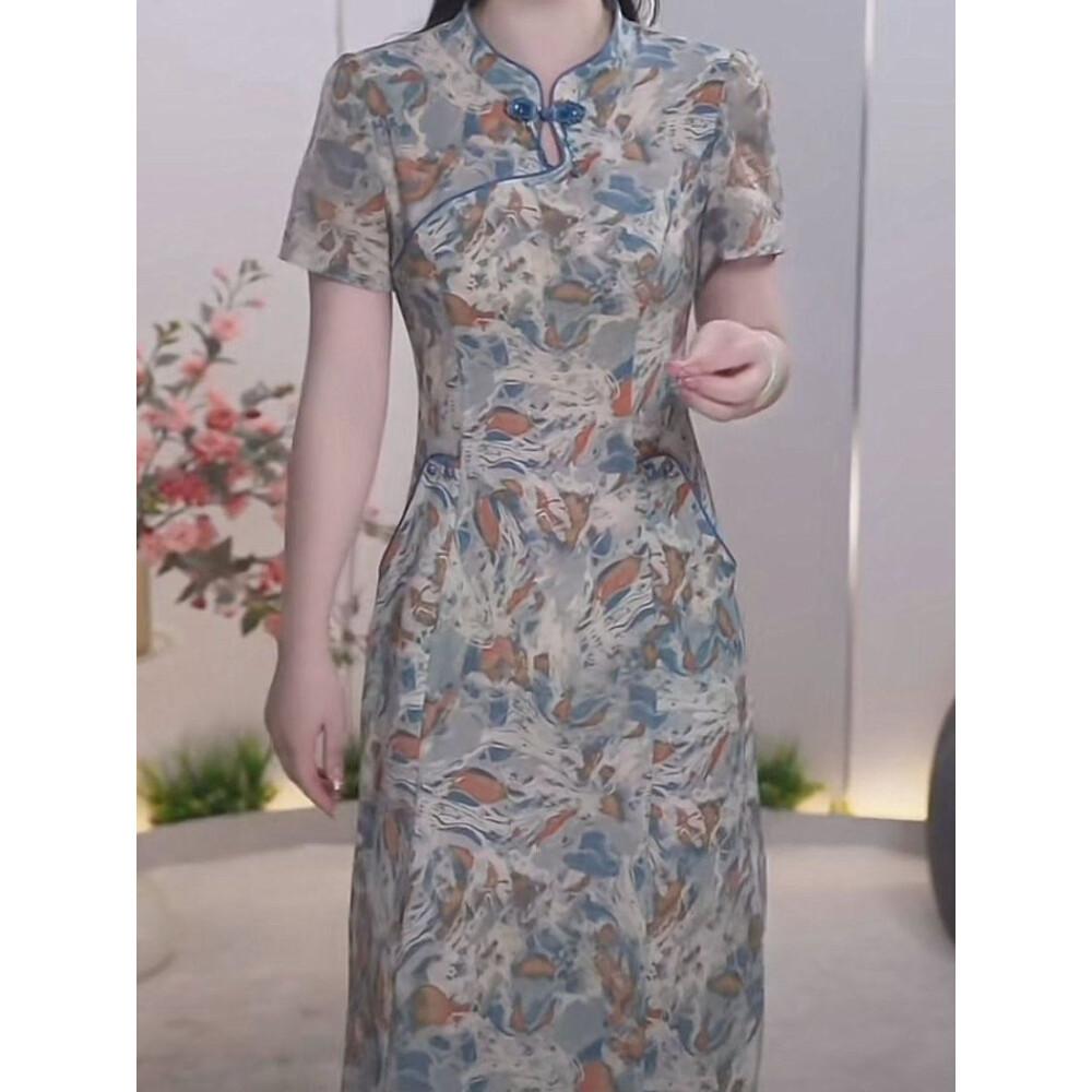 FADFAD Gaun Lengan Pendek Oversize Terbaru Gaya Retro untuk Wanita
