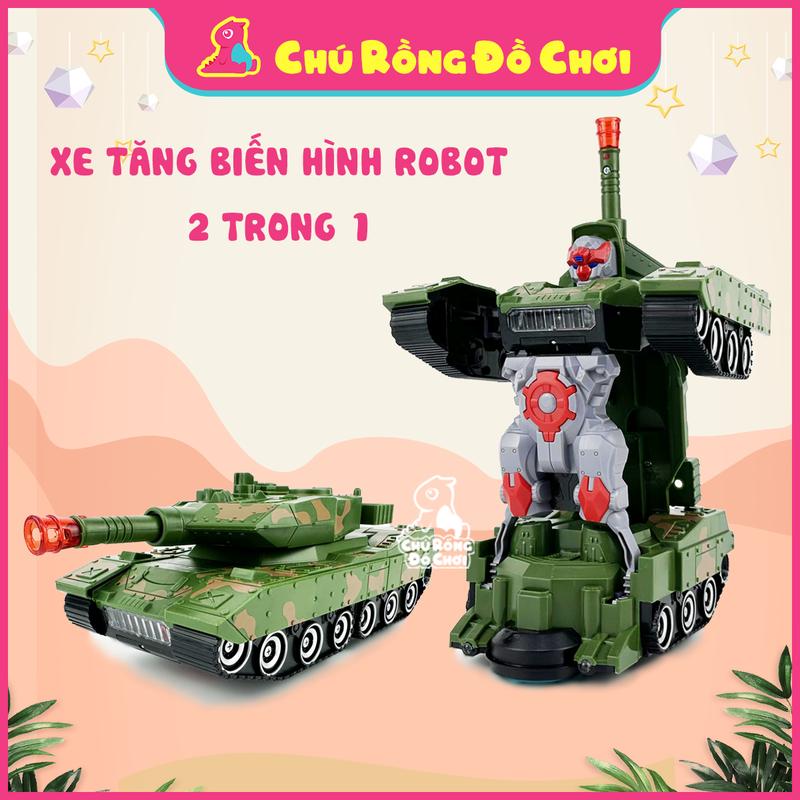 Đồ Chơi Xe Tăng Biến Hình Robot 2in1 – Tự Động Có Đèn LED Và Nhạc Pin | Chú Rồng Đồ Chơi