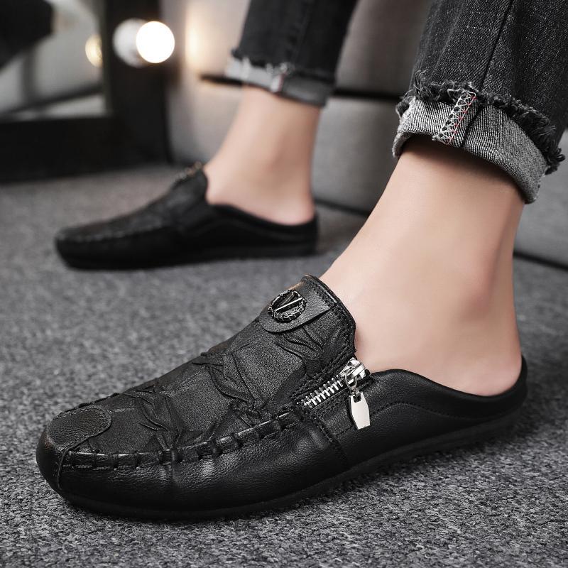 Kasut Separuh untuk Lelaki, Gaya Korea, Selipar Separuh, Sandal Rata, Kasut Malas, Loafers, Fesyen Baharu 2023, Kasut Kasual, Kasut Selipar, Harga Lebih Baik, Sesuai untuk Lelaki Clogs 3