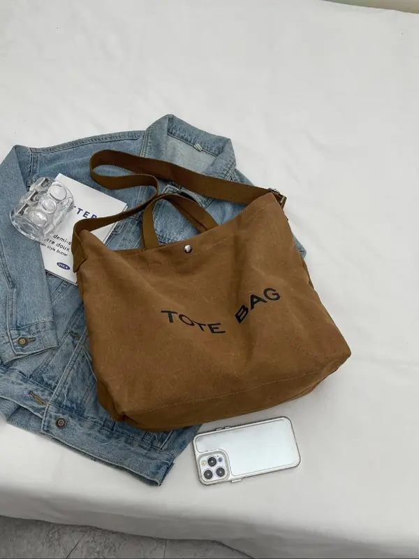 Simple Women's Letter-printed Handbag, Casual Large-capacity Shoulder Bag That Can Be Worn Cross-body, Suitable for Work and School, Fashionable and Versatile Daily Use Bag 8