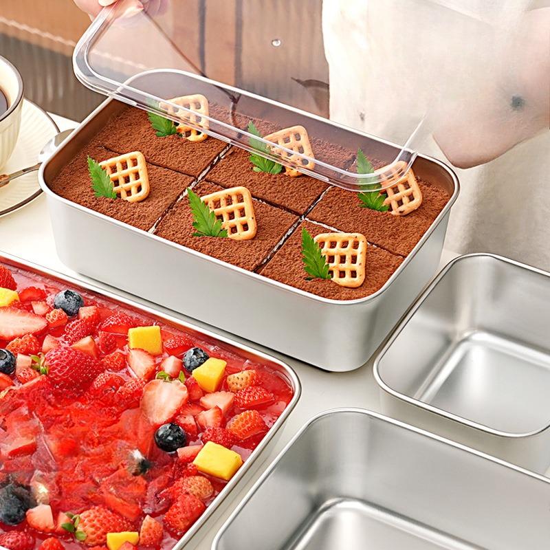 Thép không gỉ Tiramisu khuôn Fangto đĩa dày bánh tạo hình mousse hộp đựng có nắp để nướng tại nhà 1