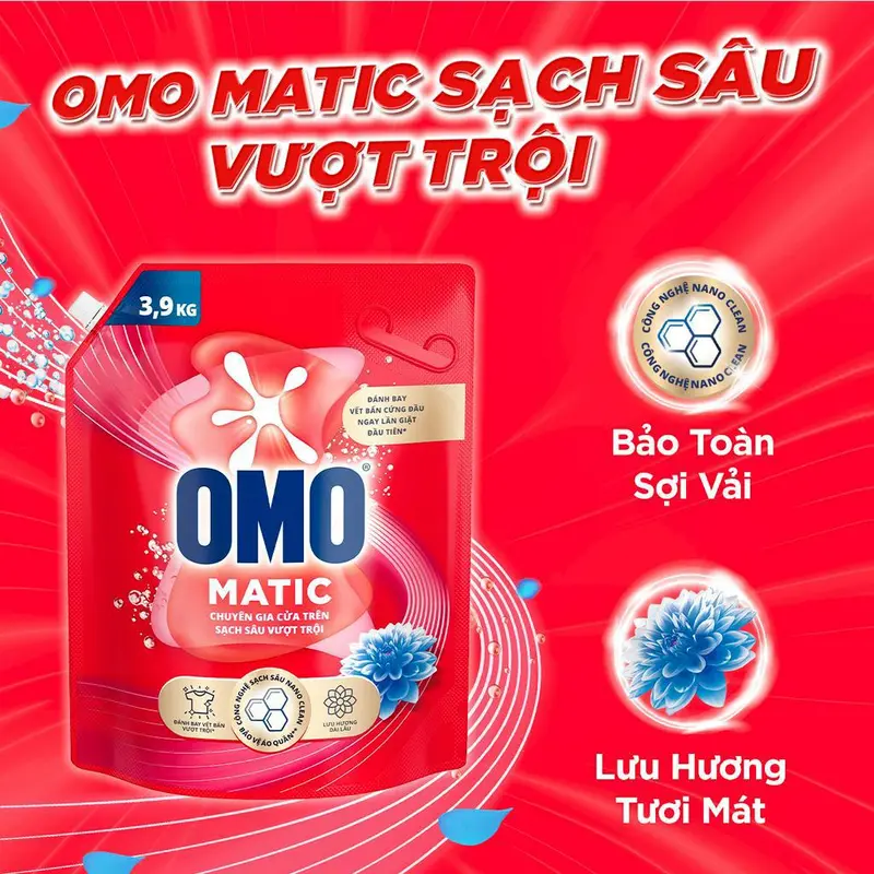 Nước Giặt OMO MATIC Cửa Trên | Cửa Trước | Cửa Ngang Sạch Bẩn Lưu Hương - Túi 3.6KG | 3.7KG 4