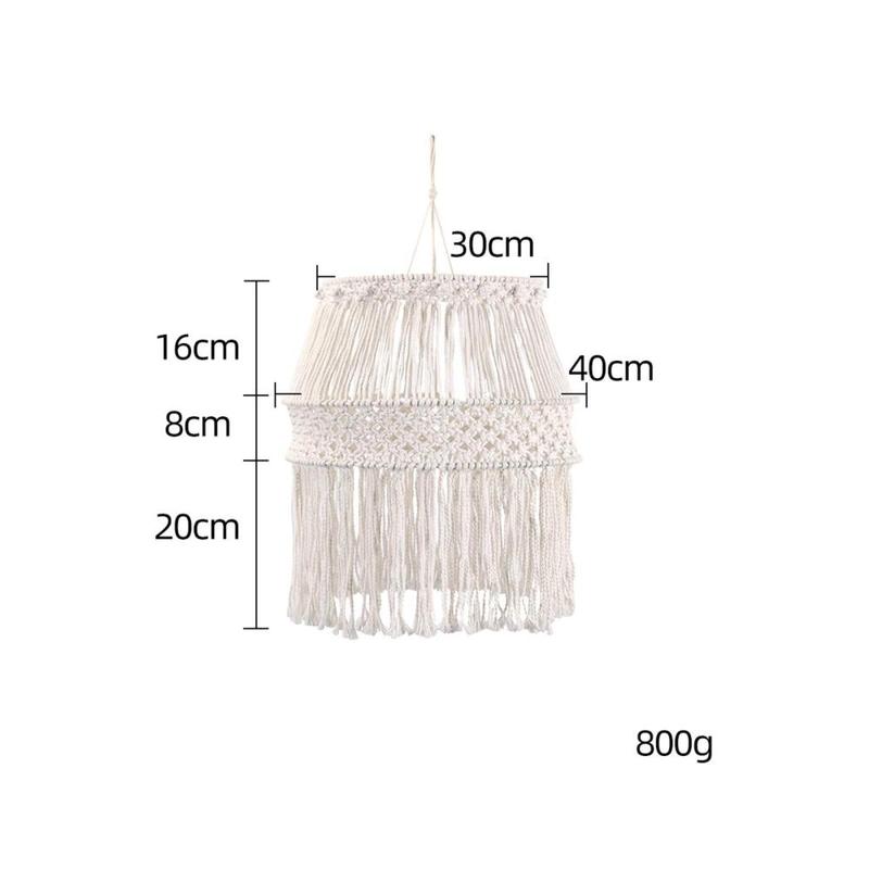 Macrame Lamp Shade Hanging Light Cover Woven Boho Hanging Lampshade Pendant Light Shade Replacement for Home Office Party Bedroom Nursery 2