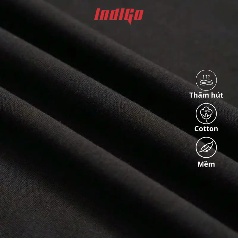 Áo thun unisex INDIGO RB chất liệu cotton 250gsm, áo phông nam nữ oversize cổ tròn TS014 Menswear Đen 5