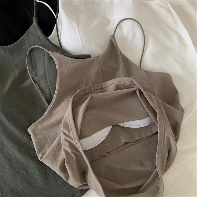 Product Introduction of 【BUY 1 TAKE 1】French chic camisole for women with bra pads for outer wear one-piece beautiful back Sexy Thin Shoulder Camisole Tank Top underwear Fabric Light Tube Nylon Womenswear Girl Round Neck Vest Style 19