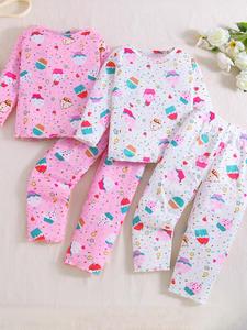 Toddler Girl's Ditsy Floral Print Sweatshirt & Elastic Waist Sweatpants Set, Casual Round Neck Long Sleeve Pullover & Jogger Pants for Spring & Fall, Kids Clothes for Daily Wear