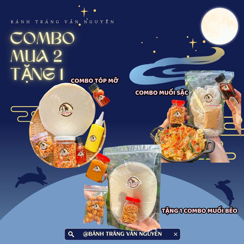 Combo SIÊU SALE bánh tráng muối béo,  muối sặc và combo tóp mỡ mini. Bánh Tráng Vân Nguyễn Gia Vị Ăn Vặt Food