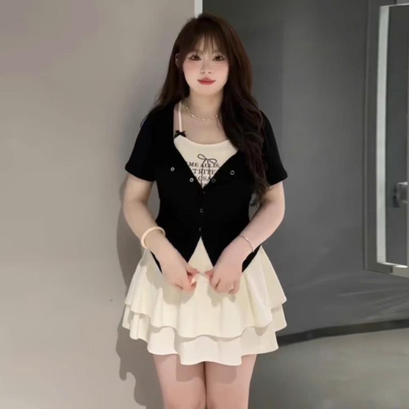 Product Introduction of Áo Thun Tay Ngắn Giả Hai Lớp Dáng Ôm Ngắn Phong Cách Hàn Quốc Thời Trang Mùa Hè Dành Cho Bạn Nữ Top Shirt 19