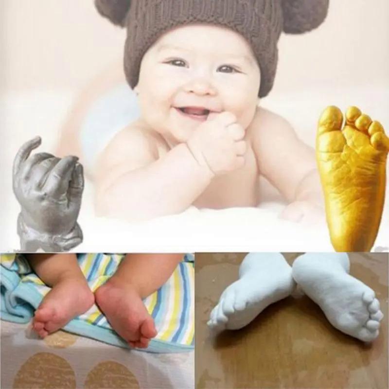 Product Introduction of Bộ dụng cụ đúc thạch cao in hình tay và chân em bé 3D, in tay, dấu chân, quà lưu niệm, 2 mảnh, màu vàng và Màu bạc 20