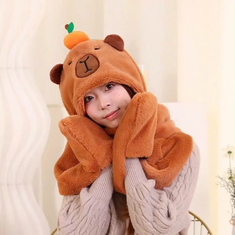 Mũ len nữ thời trang Hàn Quốc , nón lông cừu tai gấu kèm găng tay và khăn quàng cổ cute ấm áp (có nhiều màu) Hat 1