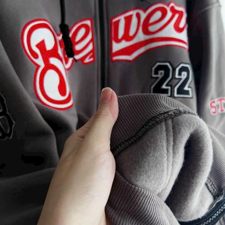 ÁO KHOÁC NỈ DÂY KÉO GIẢ HOODIE THÊU THÂN TRƯỚC CÓ TÚI LOGO DÀY CHỐNG NẮNG NÓNG LUNAS Nam Menswear Tay Dài Dài Tay Tay Dài Dài Tay áokhoác hoodie 1