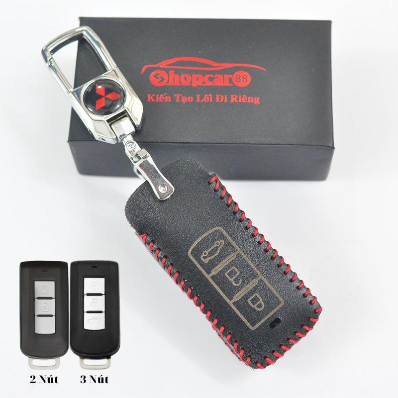 Bao da chìa khoá xe Mitshubishi Attrage, Xforce, Xpander, Triton, Outlander, Pajero... chìa thông minh, nhiều màu sắc. Da bò thật. 2