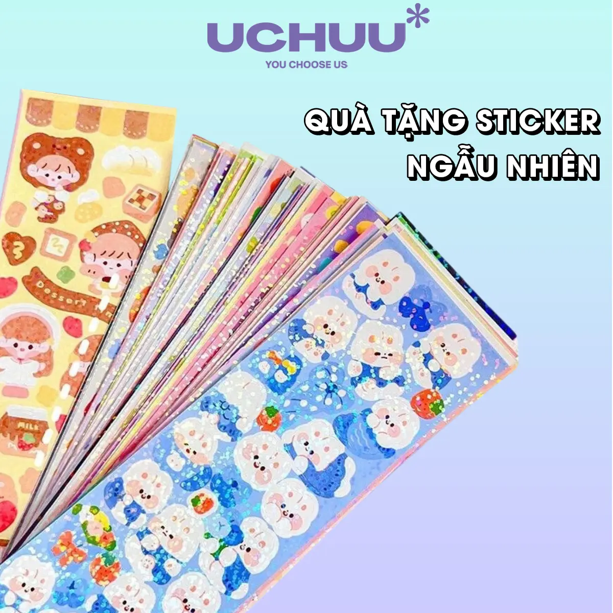[Quà Tặng] Sticker Uchuu Ngẫu Nhiên Miếng Dán Trang Trí DIY Cute