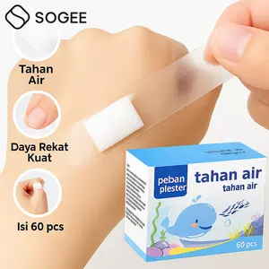 SOGEE - Plester Tahan Air Isi 60 Pcs Penutup Luka Bening Transparan Anti Air Untuk Renang Dengan Perekat Kuat Elastis
