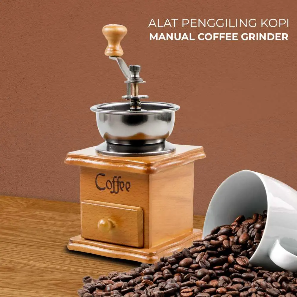 [COD] Alat Penggiling Kopi Portable Putar Manual Coffee Grinder Wood Kotak Klasik Adjustable 3 Model Putar Kayu Stainless