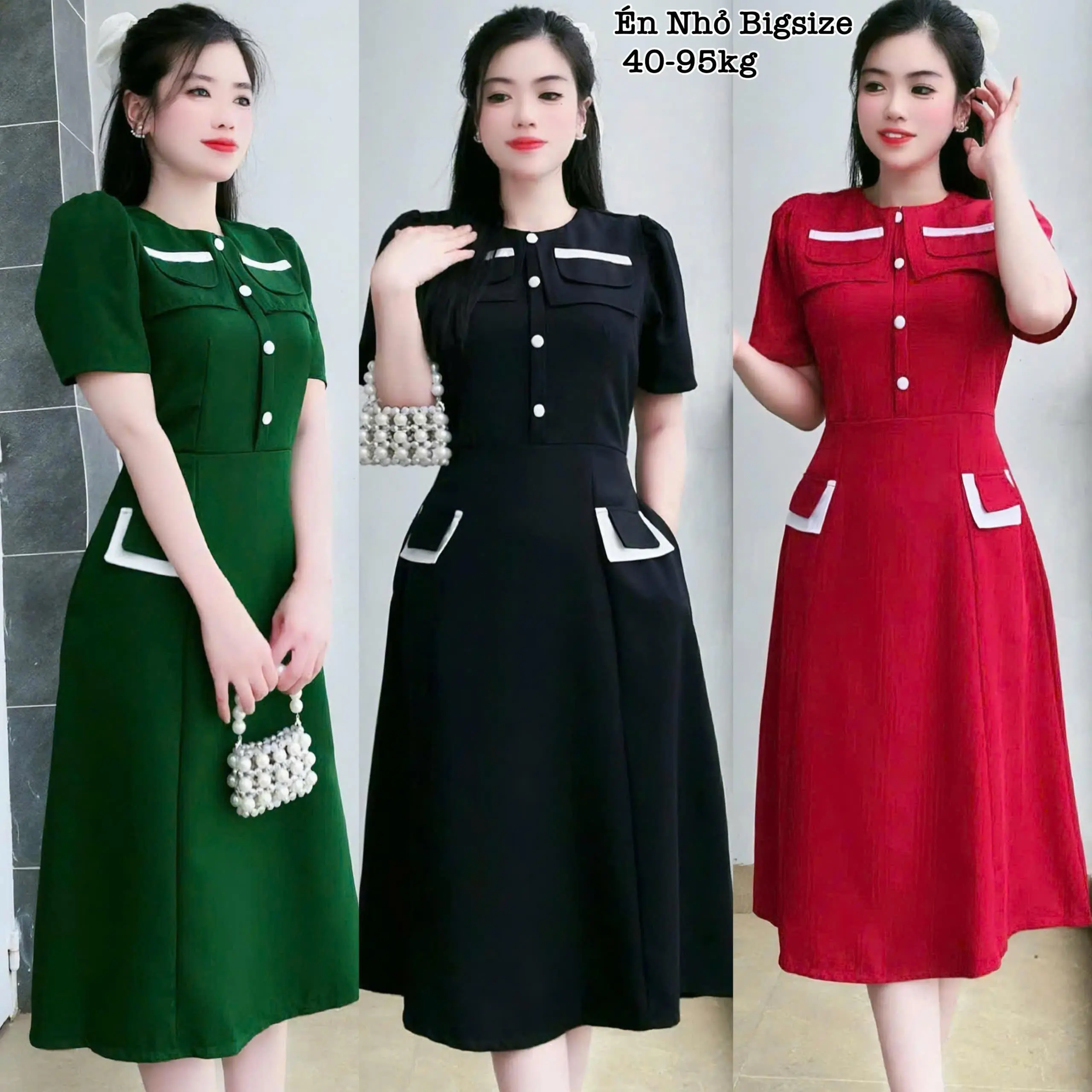 Đầm Váy Thiết Kế Cổ Tròn Dáng Suông Bigsize Nữ Xinh Xắn Cao Cấp Phù Hợp Đi Làm, Đi Tiệc, Đi Chơi Đều Đẹp Đủ Size 40-95kg